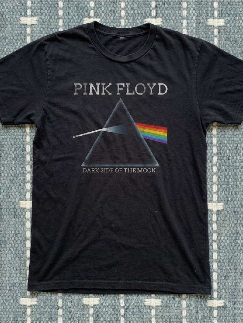 Pink Floyd Black Tee with Prism Rainbow Graphic